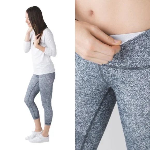 lululemon athletica Pants - Lululemon Wunder Under Crop III, Rio Mist - Grey Speckled/Heathered Leggings